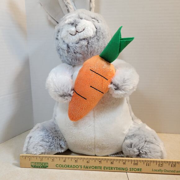 Gray Plush Bunny Rabbit 17” Holding Carrot Soft Toy Stuffed Animal Cute Gift - Picture 5 of 16